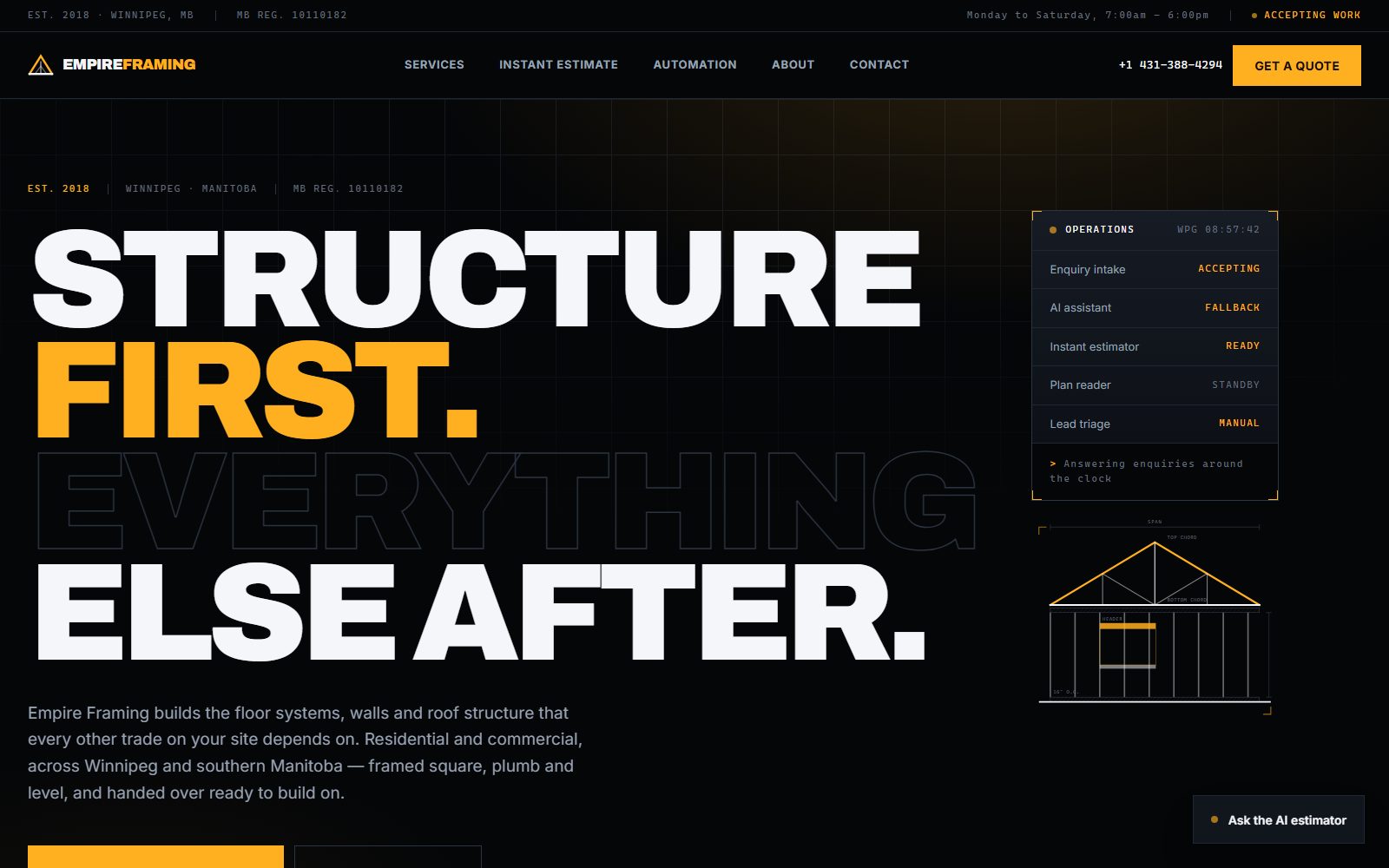 Empire Framing Inc. website
